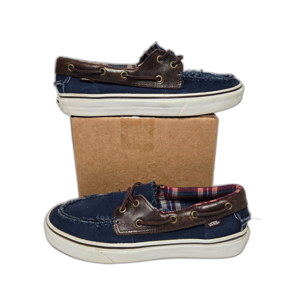 Vans Zapato Del Barco Boat Shoes | Men's 8.5 / Women's 10 | Blue Denim Plaid